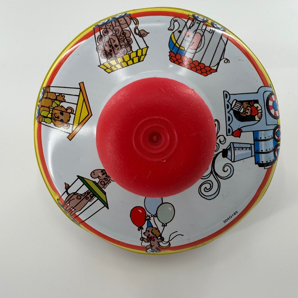 Tin Toy Vintage Circus Spinning Top Toy USA 60s 70s Litho Ohio Art Classic - Picture 2 of 7